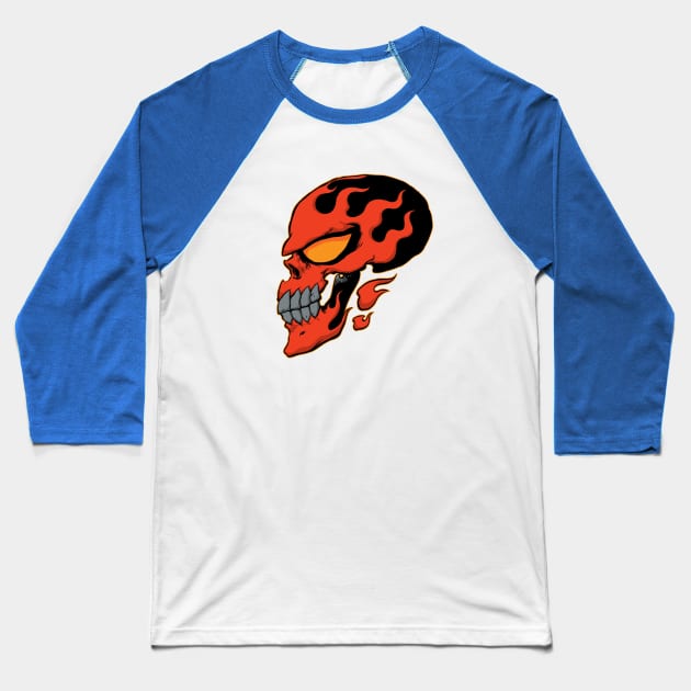 flame face Baseball T-Shirt by SkullFactory